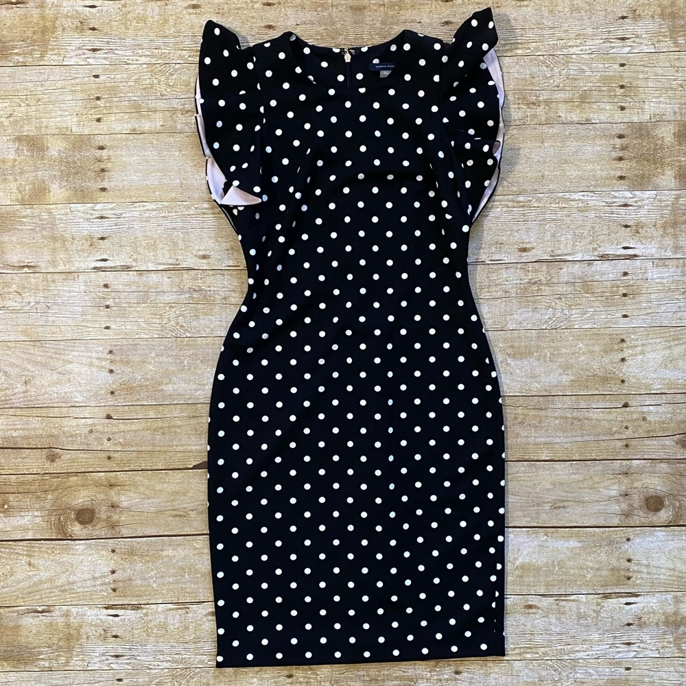 NWT - Tommy Hilfiger Dot-Print Flutter-Sleeve Sheath Dress Size 4